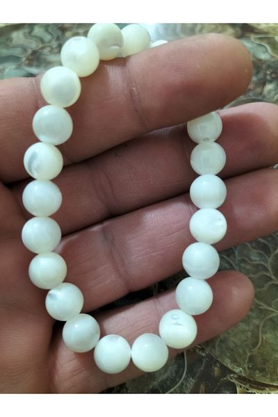 KURTULUŞ ASLAN Original Natural Stone Mother of Pearl 8mm Bracelet Natural Stone