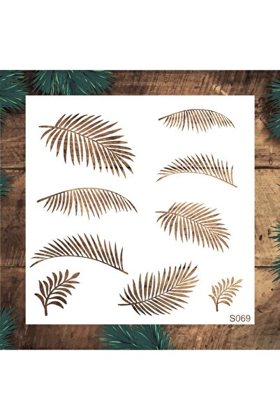 STENCİLTASARIM Stencil Tasarım S069 Tropikal Yaprak - Dekoratif Duvar Ve Eşya Boyama Şablonları 25x25 Cm