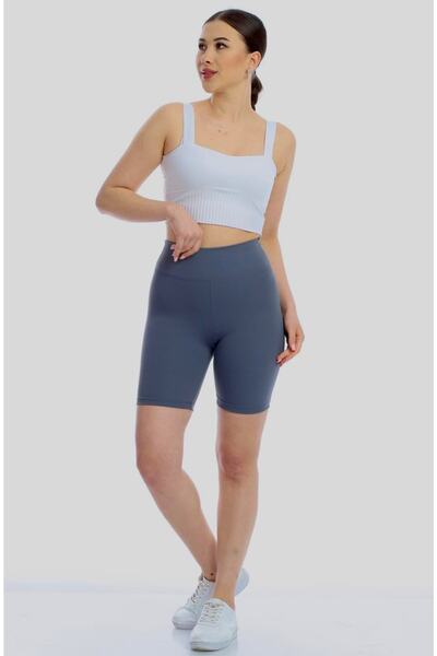 ayşem butik Pantaloni scurti cu dungi albastre, cu nervuri, tricotate cu tali...