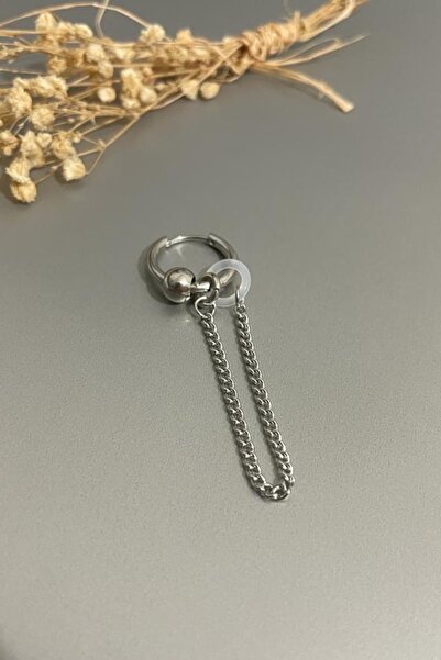 Jaida Moda أقراط متدلية من الفولاذ بسلسلة فضية للجنسين