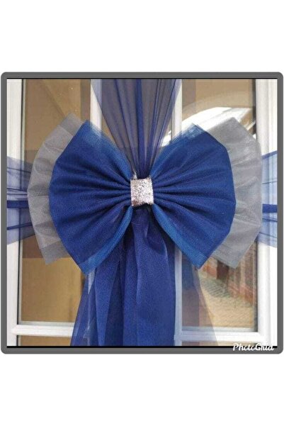 Elzem Tasarım Hediyelik Gri Mavi Kapı Tülü + Kapı Süsü Aksesuar