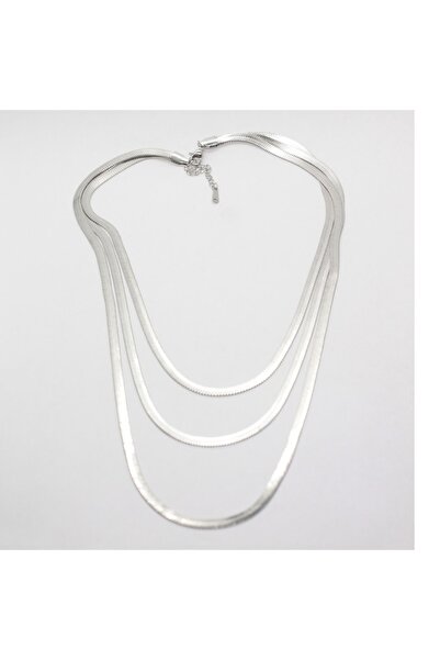 X-Lady Accessories Gümüş Renk Çelik Üçlü Italyan Kolye - 1432