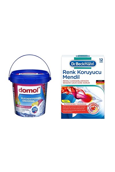 Dr.Beckmann Renk Koruyucu Mendil 12'li + Domol Renklilere Özel Leke Çıkarıcı Toz Oxi Güç 750 G