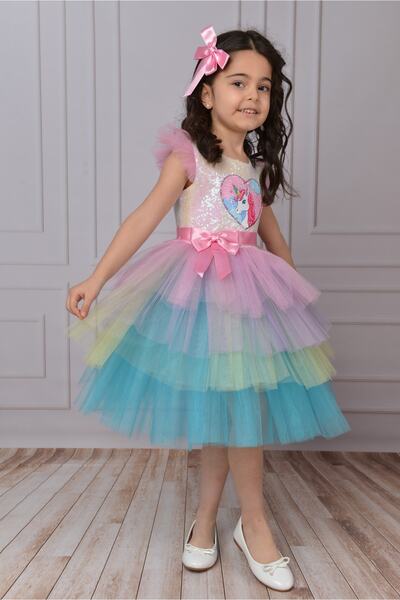 Sevimlice Kids Φόρεμα γενεθλίων Tutu με παγιέτες λευκό μονόκερο για κορίτσια