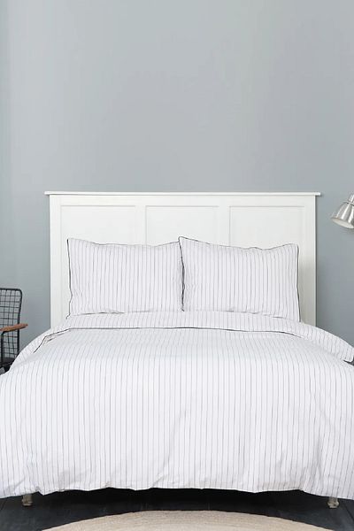 Karaca Home Set de lenjerie de pat dublu vopsit cu fire Misha, 100% bumbac, negru