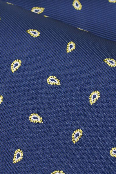 ALTINYILDIZ CLASSICS Marineblaues und gelbes Krawatten- und Taschentuch-Set für Herren