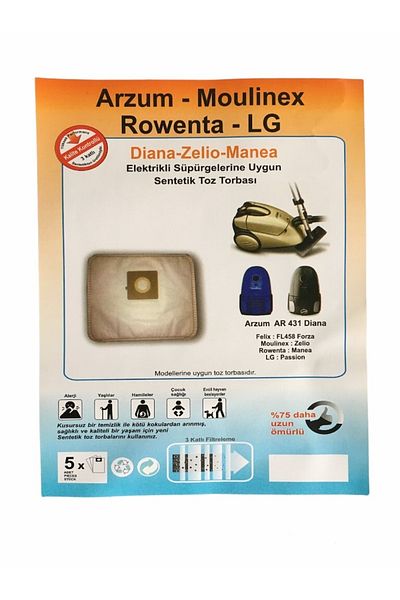 Universal Arzum Cleanart Ergo Vacuum Cleaner - Dust Bag 10 Pieces, Ar 4103 Model