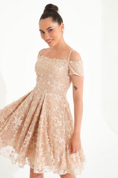 SpringStore Rochie de seara scurta Salmon Star