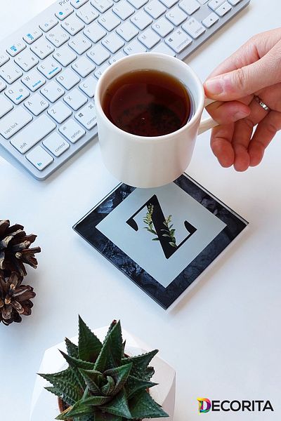 Decorita Glass Coaster| Letter Design| Set of 4| Z| 10cm X 10cm