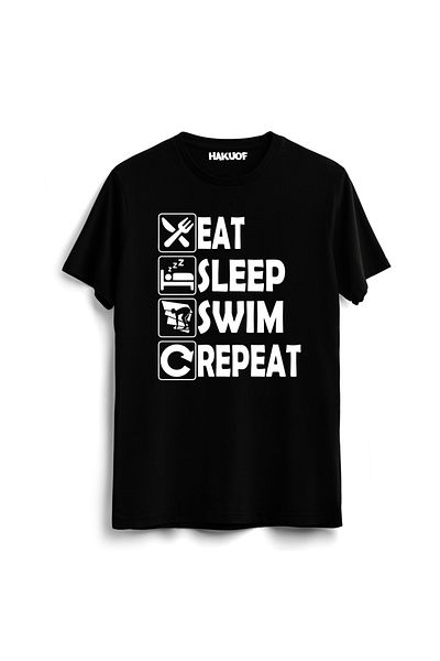 hakuof Μπλουζάκι Eat Sleep Swimming Repeat