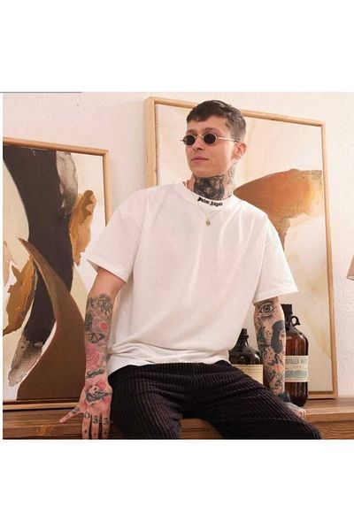 Palm Angels Logo Print T-shirt Off White