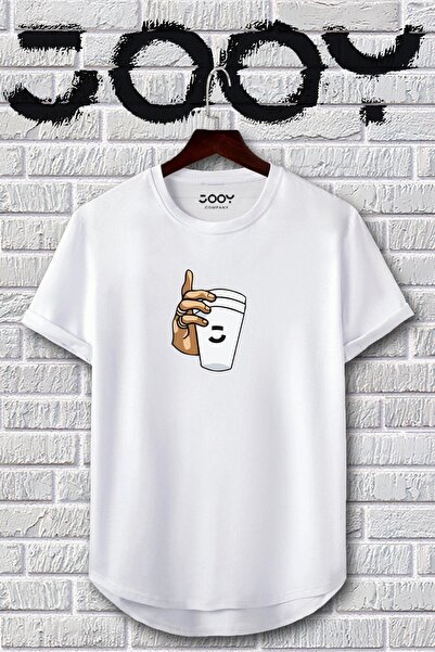 Jooy Company Siyah Beyaz Oval Kesim Bardak Tasarım Tshirt 2'li Set