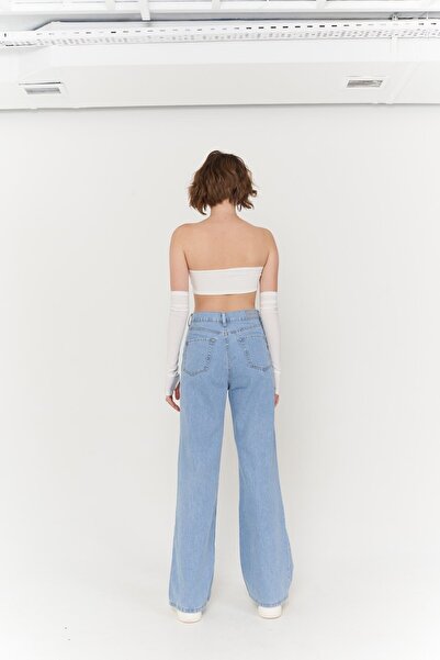 Trn JNS Φαρδύ τζιν παντελόνι 90's γαλάζιο Lycra Super ψηλόμεσο