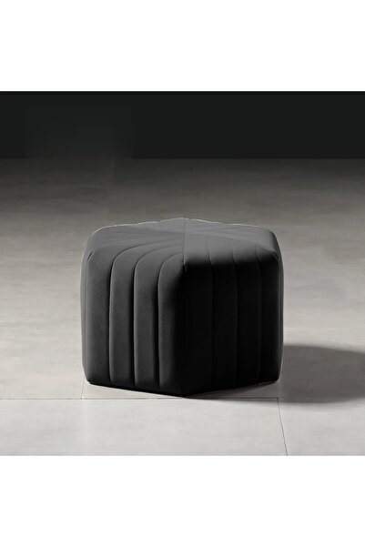 DeccoStil Çizgili Altıgen Dikişli Puf 45*45 Cm Yükseklik 45 Cm