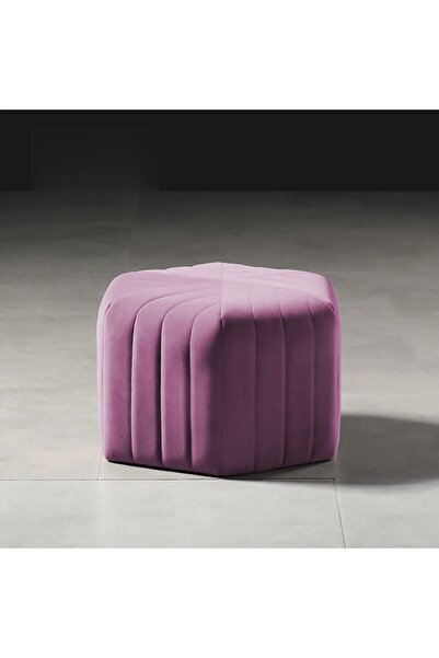 DeccoStil Çizgili Altıgen Dikişli Puf 45*45 Cm Yükseklik 45 Cm