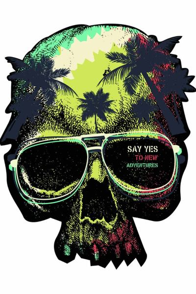 MegaSticker تصميم مخصص 20 سم - ملصق حائط للسيارة على شكل خوذة جمجمة للعطلات