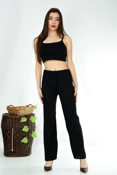 Mychange Kadın Siyah Renk Fitilli Kaşkorse Pantolon