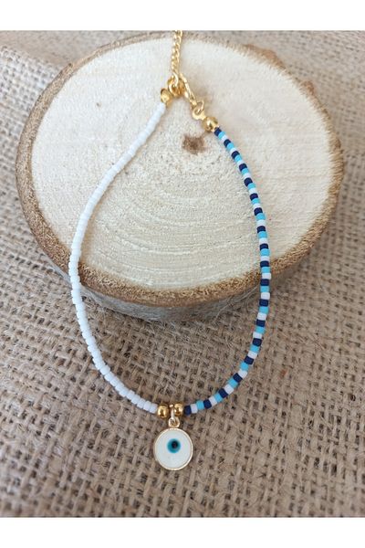2A Sanat Round Evil Eye Bead Tip Afghan Beaded Anklet
