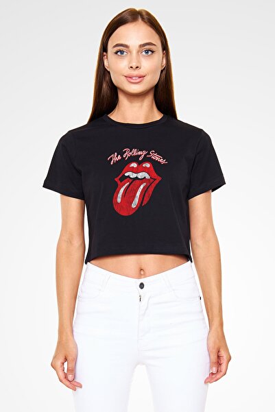 Adrift Tricou negru cu logo Rolling Stones