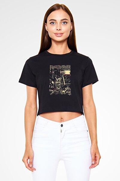 Adrift Tricou negru Iron Maiden Crop Top