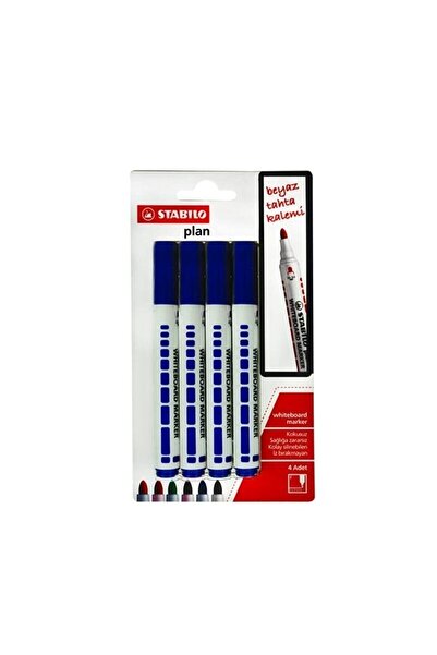 Stabilo Plan Beyaz Tahta Kalem 4'lü Mavi