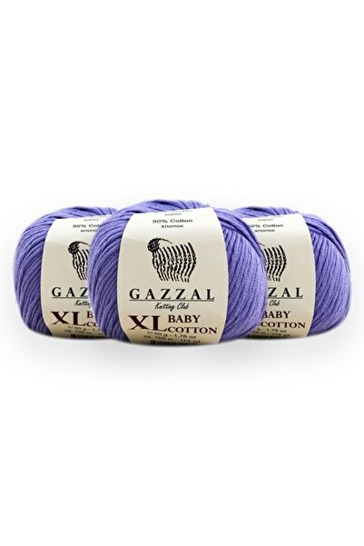 Gazzal Baby Cotton XL 50 г, пакет от 3 мотка, прежда за амигуруми и ръчно пле...