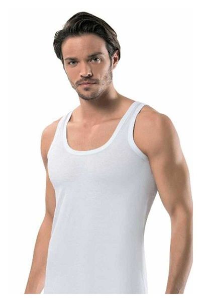 Erdem Men's White Combed Cotton Undershirt 6 Pieces
