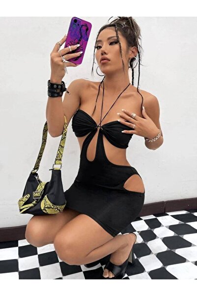 Genel Markalar Dekolteli Mini Elbise