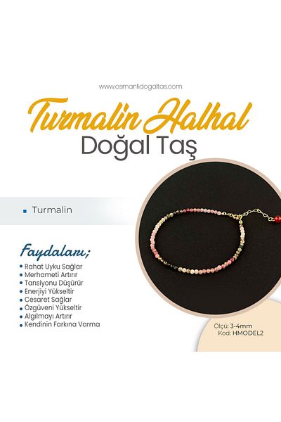 OSMANLI DOĞAL TAŞ Certified Tourmaline Natural Stone Anklet 3-4 Mm, B849