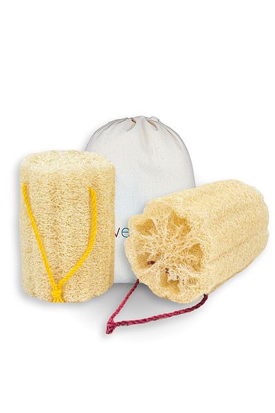 NewEastern Natural Pumpkin Fiber Sponge Herbal Bath Scrub - Vegan 2 Pack