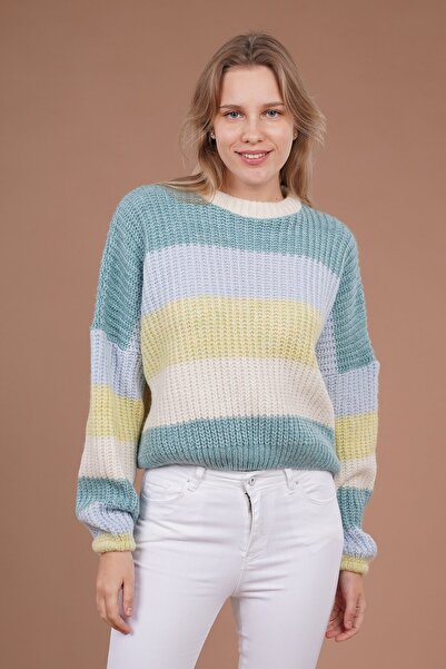GABRİA Πολύχρωμο ριγέ πλεκτό πουλόβερ