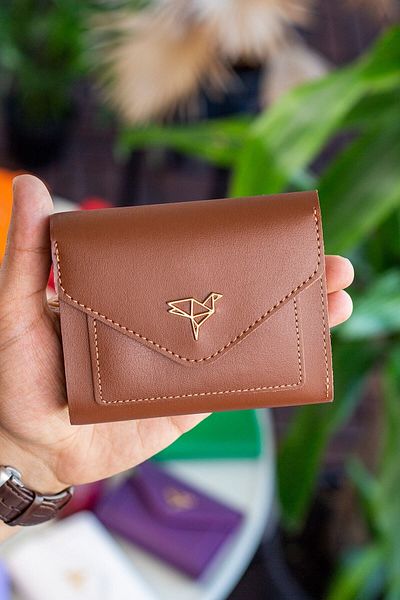 Garbalia Дамски портфейл от веганска кожа Colombia Mini Tan с очи за монети и много държачи за карти
