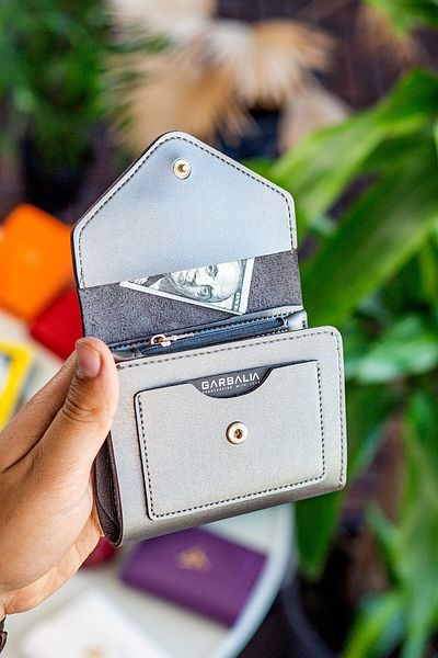 Garbalia Anthracite Mini Women's Wallet - Vegan Leather, Plenty of Card Holder, Coin with Compartments