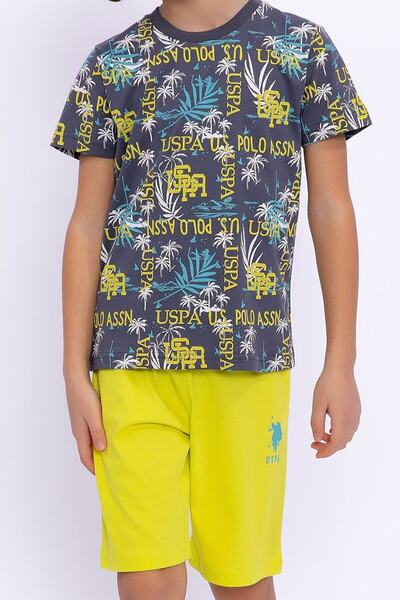 U.S. Polo Assn. Licensed Tropic Pattern Anthracite Boy's Bermuda Suit