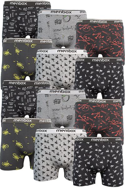 MENBOX Ανδρικά μποξεράκια Lycra 12 συσκευασιών Μικτό σχέδιο