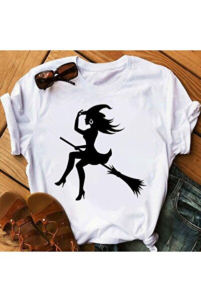 GALASHOP تي شيرت مطبوع عليه ساحرة الهالوين M538