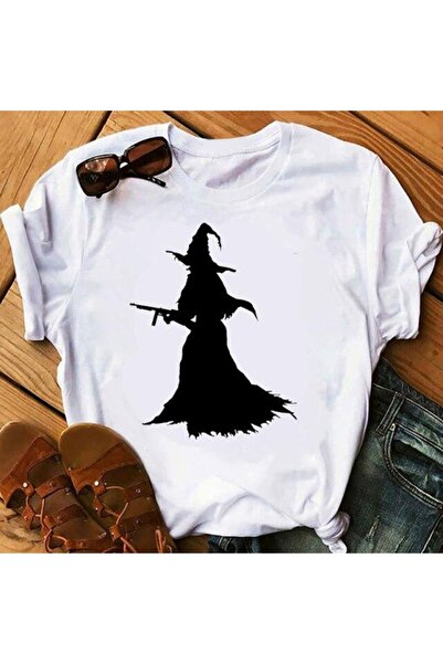 GALASHOP تي شيرت مطبوع عليه ساحرة الهالوين M530