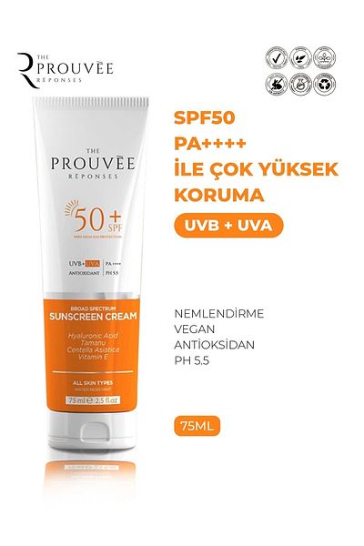 The Prouvee Reponses Sun Spf 50+| Pa++++ Very High Protective Sun Cream 75 Ml (vegan)