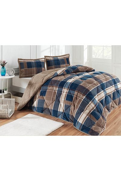 AKAYDINLAR Merino Comforter Set Double Quilt 3 Pieces Rida Indigo