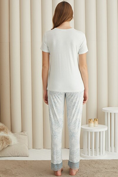 Sevim Kadın Mavi Puanlı Pijama Takım