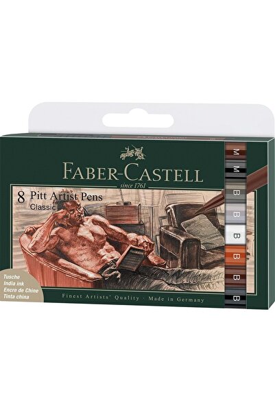 Faber Castell Faber-castell Pitt Artist Pen Brush Tip 8 Pieces, Classic Colors