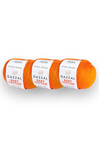 Gazzal Pachet de 3 bucăți de 50 gr Baby Cotton - Ață de tricotat manual Amigu...