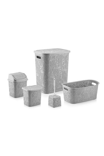 FORSACE 5 Parça Banyo Seti Kirli Çamaşır Sepeti