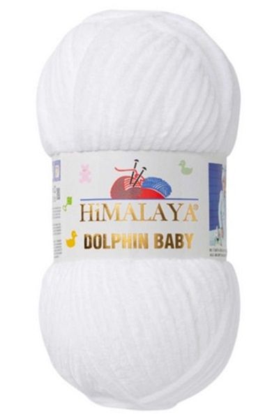 Himalaya Νήματα πλεξίματος χειρός Dolphin Baby Velvet 80301 Λευκό