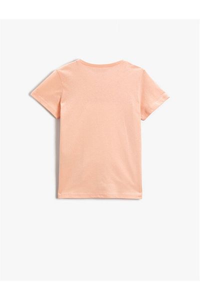 Koton Girl's Pineapple Printed Short Sleeve Salmon T-Shirt 2ykg17232ok