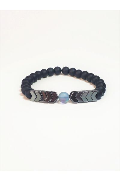 Janti Jtbb22018 Bracelet Onyx Hematite And Thermal Quartz Natural Stone Guara...