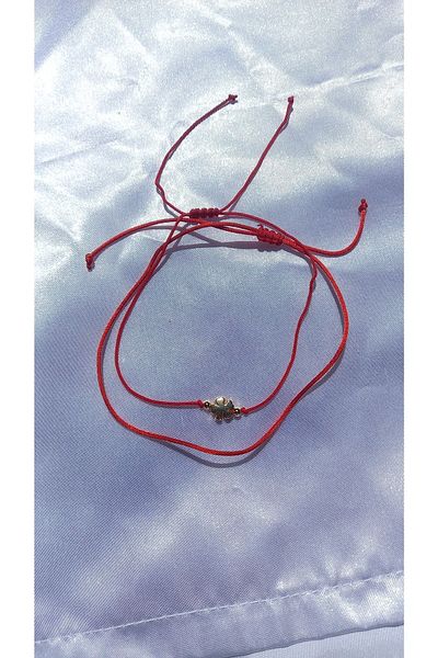Atolye Ferda Red Rope And Clover Anklet