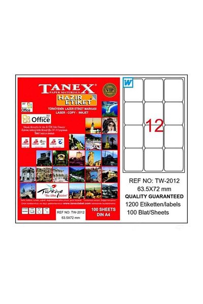 Tanex ' Tw-2012 63,5 * 72 Mm Flo Red Laser Label 100 τεμάχια