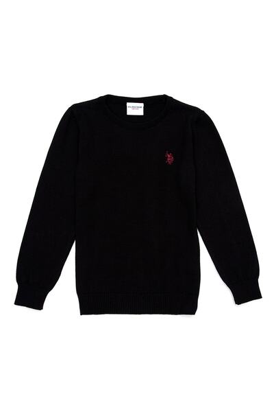 U.S. Polo Assn. Bisiklet Yaka Uzun Kollu Standart Kalıp Düz Siyah Erkek Çocuk...