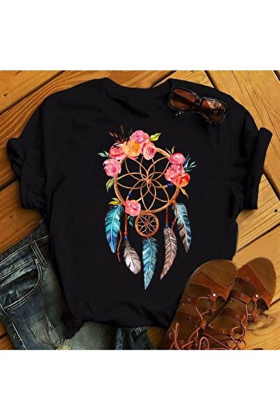 GALASHOP تي شيرت نسائي بطبعة زهور ريش Mod490